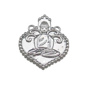 Copper Buddha Pendant 2loops Platinum Plated, approx 17mm [FD13112]