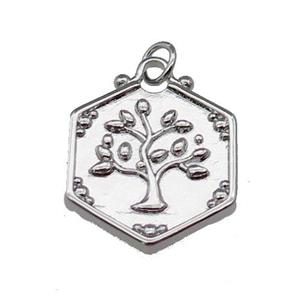 Copper Tree Pendant Platinum Plated, approx 18mm [FD13121]