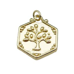 Copper Tree Pendant Gold Plated, approx 18mm [FD13122]