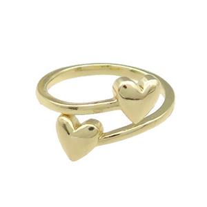 Copper Heart Rings Gold Plated, approx 7mm, 18mm dia [FD13142]
