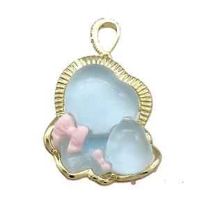Blue Acrylic Baby Pendant Gold Plated, approx 27-30mm [FD13146]