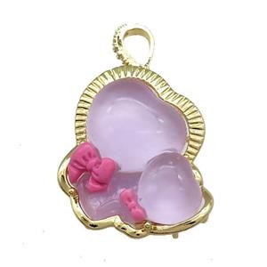 Purple Acrylic Baby Pendant Gold Plated, approx 27-30mm [FD13147]