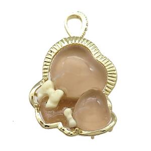 Coffee Acrylic Baby Pendant Gold Plated, approx 27-30mm [FD13148]