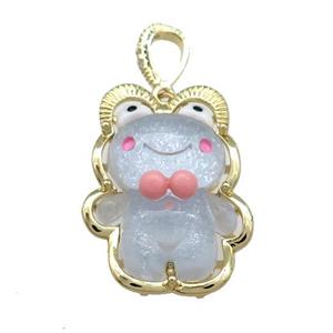 Blue Acrylic Bear Pendant Gold Plated, approx 23-30mm [FD13150]