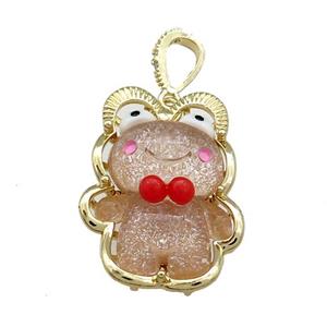 Coffee Acrylic Bear Pendant Gold Plated, approx 23-30mm [FD13151]