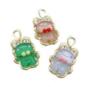 Acrylic Bear Pendant Gold Plated Mixed, approx 23-30mm [FD13153]