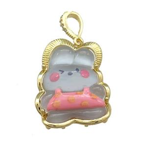 Blue Acrylic Rabbit Pendant Gold Plated, approx 23-30mm [FD13154]