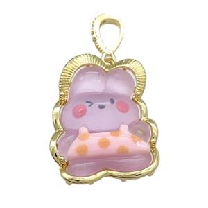 Purple Acrylic Rabbit Pendant Gold Plated, approx 23-30mm [FD13156]