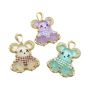 Acrylic Rabbit Pendant Gold Plated Mixed, approx 25-30mm [FD13161]