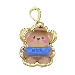 Coffee Acrylic Rabbit Pendant Gold Plated, approx 23-30mm [FD13164]