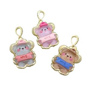 Acrylic Rabbit Pendant Gold Plated Mixed Color, approx 23-30mm [FD13166]
