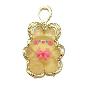 Yellow Acrylic Rabbit Pendant Gold Plated, approx 20-30mm [FD13168]