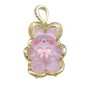 Purple Acrylic Rabbit Pendant Gold Plated, approx 20-30mm [FD13169]