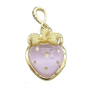 Purple Acrylic Strawberry Pendant Gold Plated, approx 20-28mm [FD13188]