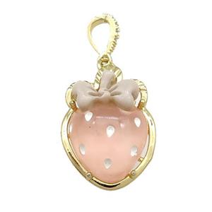 Peach Acrylic Strawberry Pendant Gold Plated, approx 20-28mm [FD13190]