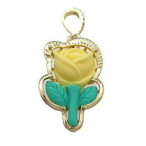 Yellow Resin Flower Pendant Gold Plated, approx 20-30mm [FD13201]