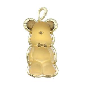 Yellow Acrylic Bear Pendant Gold Plated, approx 24-42mm [FD13208]