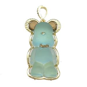 Blue Acrylic Bear Pendant Gold Plated, approx 24-42mm [FD13209]