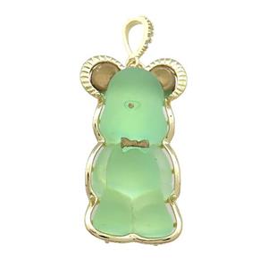 Green Acrylic Bear Pendant Gold Plated, approx 24-42mm [FD13210]