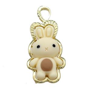 Khaki Resin Rabbit Pendant Gold Plated, approx 18-35mm [FD13216]