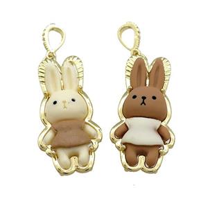 Resin Rabbit Pendant Gold Plated Mixed Color, approx 18-40mm [FD13222]