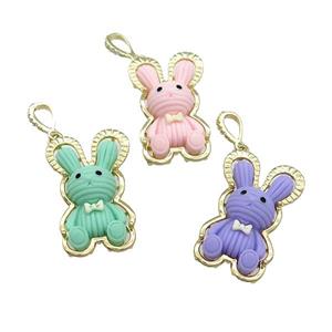 Resin Rabbit Pendant Gold Plated Mixed Color, approx 22-35mm [FD13232]