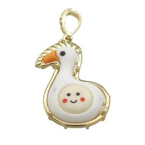 White Resin Duck Pendant Gold Plated, approx 20-30mm [FD13239]