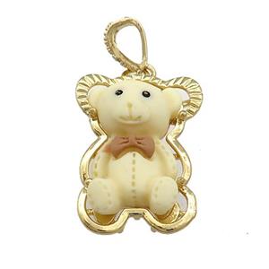 Khaki Resin Bear Pendant Gold Plated, approx 20-30mm [FD13240]