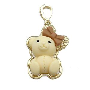 Khaki Resin Dog Pendant Gold Plated, approx 22-32mm [FD13241]