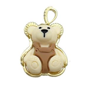 Khaki Resin Bear Pendant Gold Plated, approx 20-30mm [FD13242]