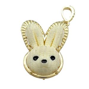 Khaki Resin Rabbit Pendant Gold Plated, approx 25-32mm [FD13244]