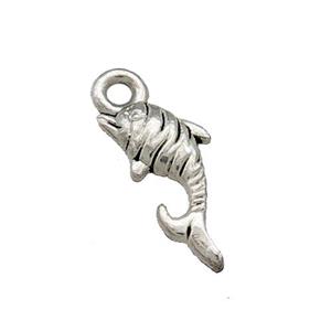 Tibetan Style Zinc Dolphin Pendant Antique Silver, approx 7-13mm [FD13256]