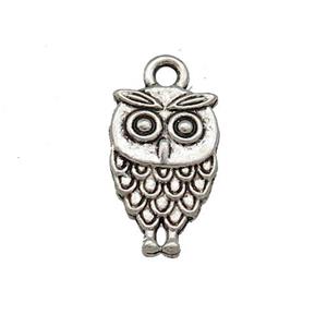 Tibetan Style Zinc Owl Pendant Antique Silver, approx 9-15mm [FD13259]