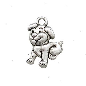 Tibetan Style Zinc Dog Charms Pendant Antique Silver, approx 11-14mm [FD13265]