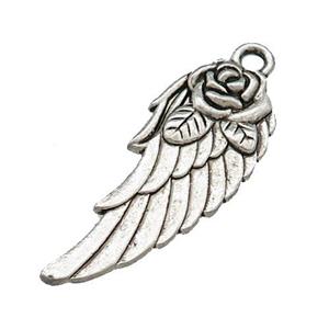 Tibetan Style Zinc Angel Wings Pendant Antique Silver, approx 11-28mm [FD13270]