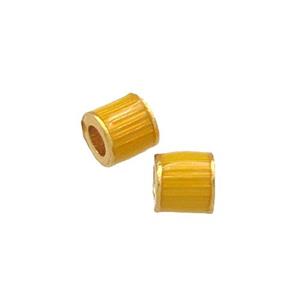 Copper Tube Beads Yellow Cloisonne Large Hole 18K Gold Plated, approx 4mm, 2mm hole [FD13273]