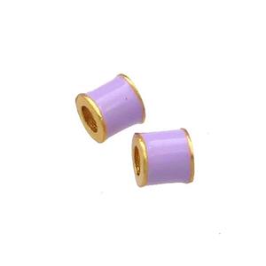 Copper Tube Beads Lavender Cloisonne Large Hole 18K Gold Plated, approx 4mm, 2mm hole [FD13274]