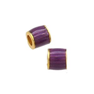 Copper Tube Beads Purple Cloisonne Large Hole 18K Gold Plated, approx 4mm, 2mm hole [FD13275]