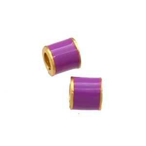 Copper Tube Beads Purple Cloisonne Large Hole 18K Gold Plated, approx 4mm, 2mm hole [FD13276]