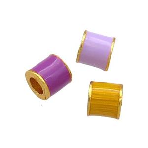 Copper Tube Beads Cloisonne Large Hole 18K Gold Plated Mixed, approx 4mm, 2mm hole [FD13277]