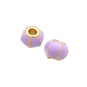 Copper Pumpkin Beads Lavender Cloisonne Large Hole 18K Gold Plated, approx 6mm, 2mm hole [FD13281]