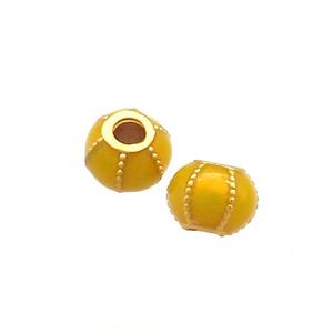 Copper Pumpkin Beads Yellow Cloisonne Large Hole 18K Gold Plated, approx 6mm, 2mm hole [FD13284]