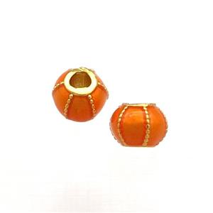 Copper Pumpkin Beads Orange Cloisonne Large Hole 18K Gold Plated, approx 6mm, 2mm hole [FD13285]