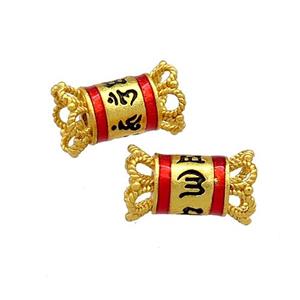 Copper Tube Beads Red Cloisonne 18K Gold Plated, approx 7-12mm [FD13302]