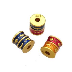 Copper Tube Beads Cloisonne 18K Gold Plated Mixed, approx 7.5-8mm [FD13314]