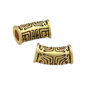 Copper Tube Beads Curved Unfade Large Hole 18K Gold Plated, approx 7-14mm, 4mm hole [FD13318]