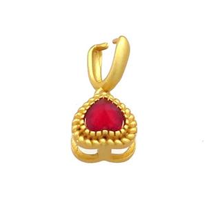 Copper Heart Pendant Pave Jadeite Glass 18K Gold Plated, approx 9mm [FD13333]