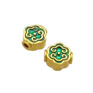 Copper Beads Green Cloisonne 18K Gold Plated, approx 6-7mm [FD13337]