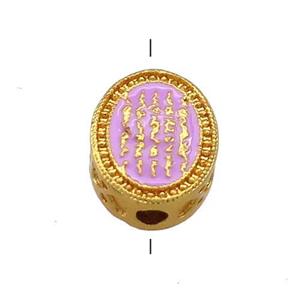 Copper Oval Beads Pink Cloisonne Buddhist 18K Gold Plated, approx 9.5-12mm [FD13362]
