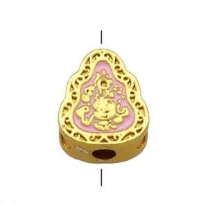 Copper Teardrop Beads Pink Cloisonne 18K Gold Plated, approx 9.5-12mm [FD13373]